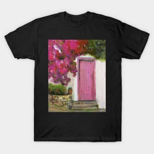 Meditteranean House with Pink Flowers T-Shirt